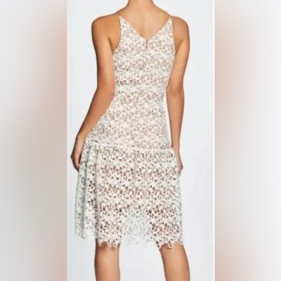 [ DRESS THE POPULATION ] White Lace Overlay Flare Dress : XXL : NWOT - Picture 2 of 10